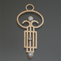 Fabricated gold & diamond pendant by Kathy Pritchett