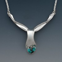 Forged sterling and turquoise pendant by Kathy Pritchett
